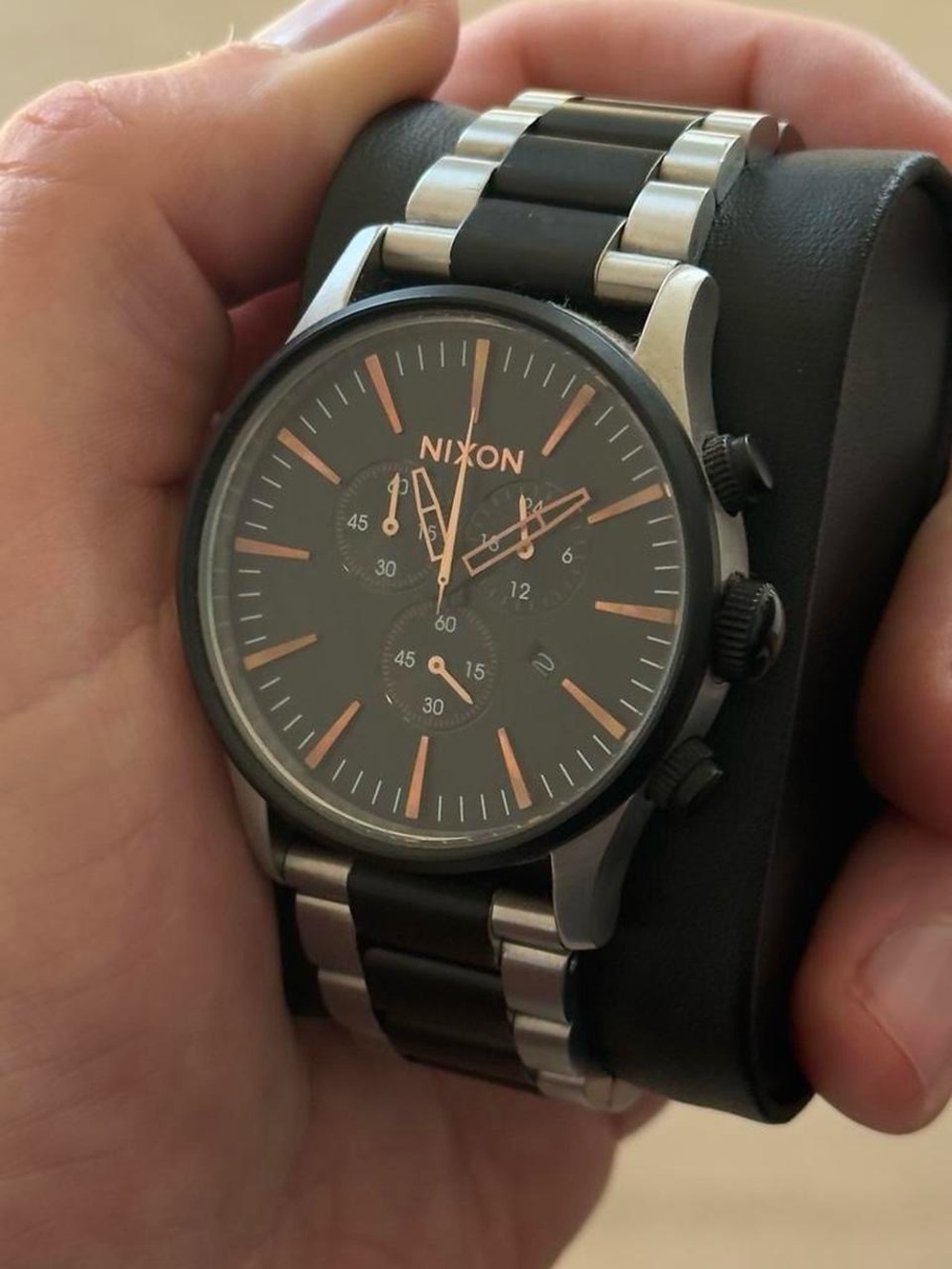 Nixon Black Watch with Rose Gold Accents